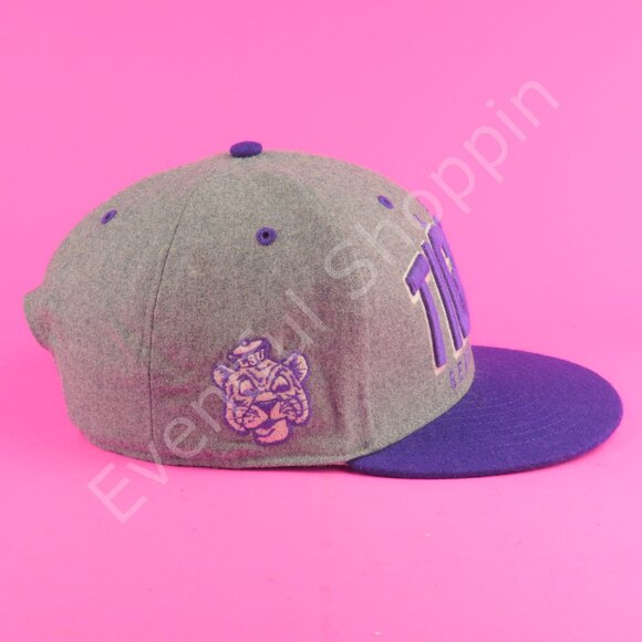 47 LSU Tigers Hat Mens Gray Purple Wool Flannel Snapback - Picture 5 of 9